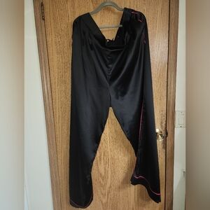 Torrid Black Satin Like Pants with Pink Trim